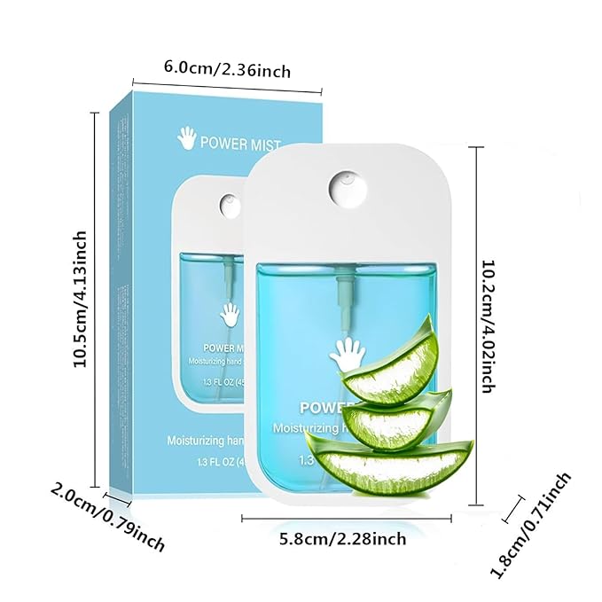 Power Mist Hydrating Hand Sanitizer, Power Mist Hydrating Spray for Hand, Hand Sanitizer Spray, Travel Size (2pcs - Blue & Green)