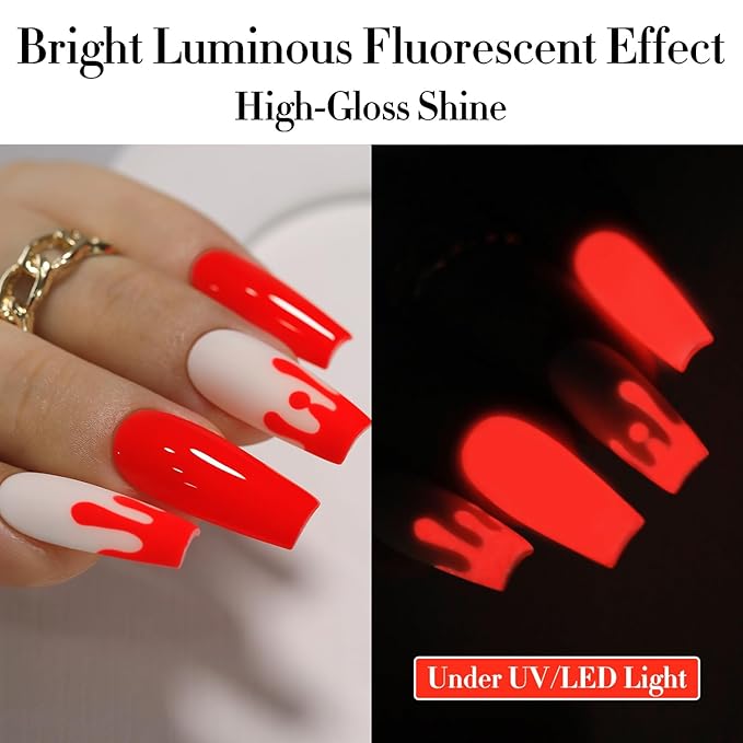 Double Rhythm 15ML Gel Nail Polish Pure Sheer Same Color Same Bottle Soak Off Gel Polish Art Manicure Salon DIY at Home for Women (Neon Red-A1422)