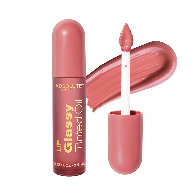 Absolute New York Dewy Water Lip and Cheek Tint, Glassy Tinted Lip Oil, with Vitamin E, Squalane and Jojoba Seed Oil (MLTN03 Strawberry Mousse)