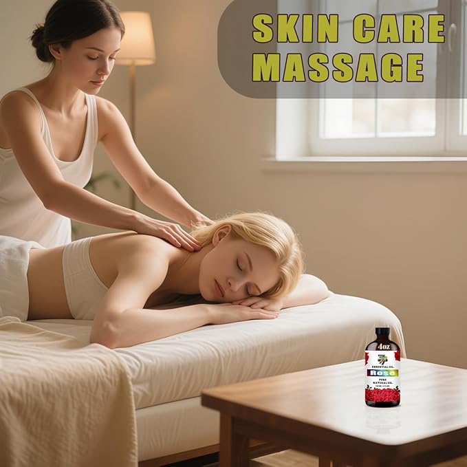 Rose Essential Oil (4 oz/120 ml) — Rose Oils for Aromatherapy, diffusers, humidifiers, Home fragrances, DIY Skincare, soap Making, DIY Candle, Relaxation, Yoga, and Meditation