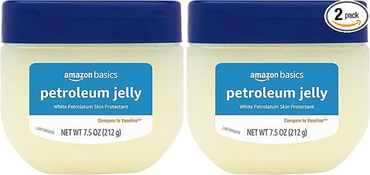 Amazon Basics Petroleum Jelly White Petrolatum Skin Protectant, Unscented, 7.5 oz, 2-Pack, (Previously Solimo)