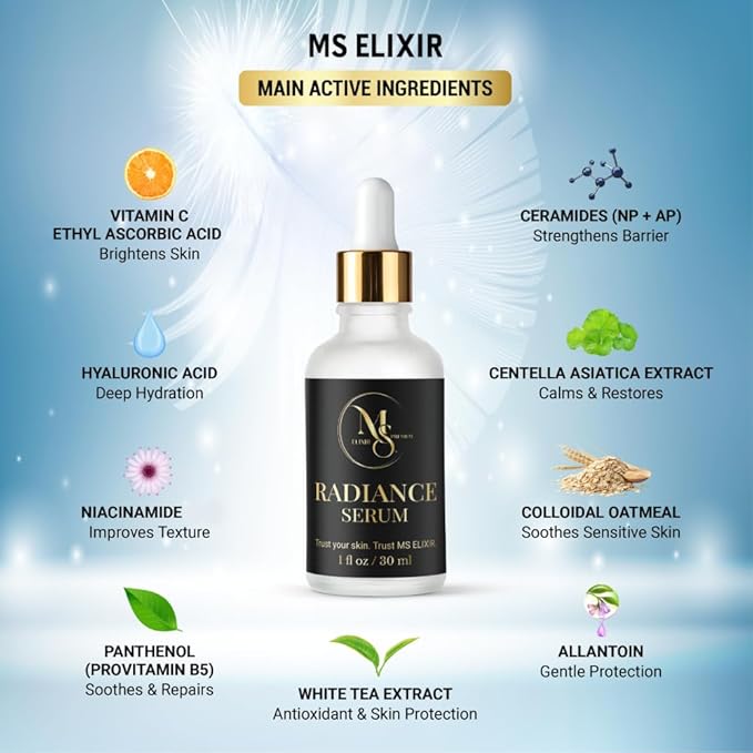 New Facial Serum for Sensitive Skin Vitamin C Hyaluronic Acid & Niacinamide Hydrating Anti-Aging Formula 1 fl oz (30 ml)