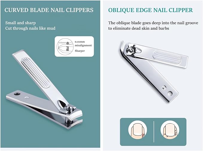 Nail Clipper Set, 6 Pcs Toenail Clippers, Stainless Steel Fingernail Clipper, and PU Leather Manicure Set, Purse Essentials Travel Nail Kit Gift Ideas