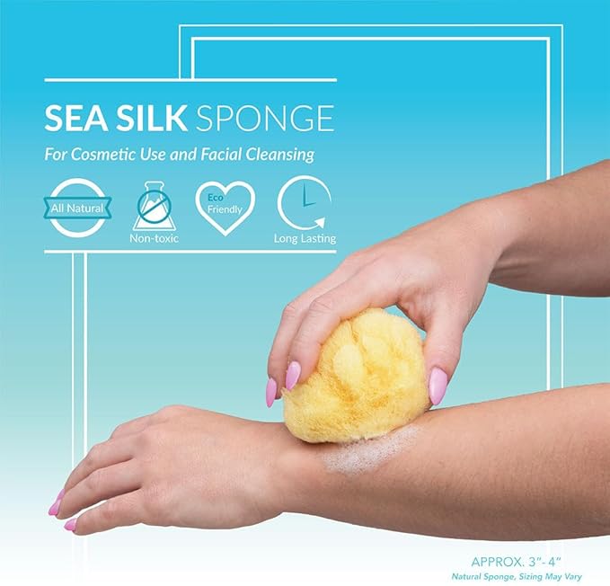 Sea Soft Silk Sponge - for Cosmetic Use, Facial Cleansing, 3-4 inches