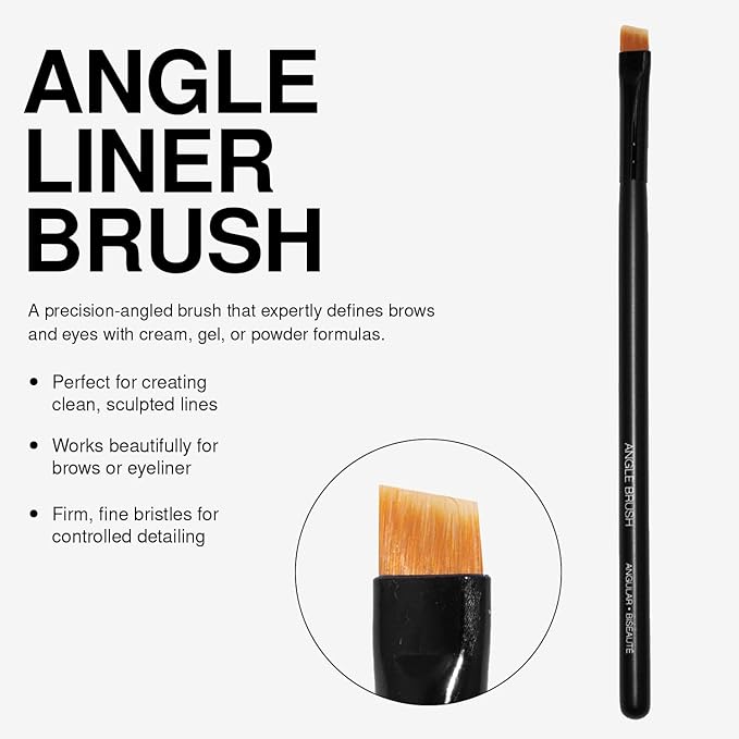 Palladio Angle Liner Brush, Tapered Makeup Brush, Precise Definition, Short, Stiff Brush, Perfect Detail, Flawless Straight Lines, Smooth Finish, Synthetic Natural Bristles, Comfortable Grip