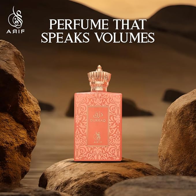 ARIF Durraq Perfumes – Floral Oriental Eau de Parfum for Women – Long-Lasting, Saffron, Plum, Orange Blossom, Neroli, Patchouli, Musk – Luxury Women's Fragrance – 3.4 oz