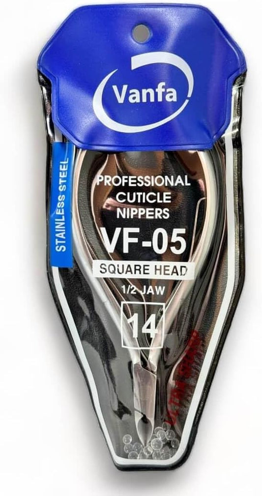 Vanfa Cuticle Nippers, Cuticle Trimmer, Professional Cuticle Cutter - Extremely Sharp - Stainless Steel - Square Head - Single Spring - VF05 Jaw #14 (Pack of 1)