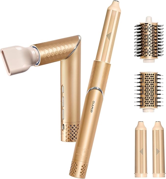 GLAMUP 5 in1 Flexible Styler Multi Air Curler - Advanced High-Speed Dryer, Magic Styler with Tight Grip, Fast Drying Travel Hair Tool, No Heat Damage, Gift Set