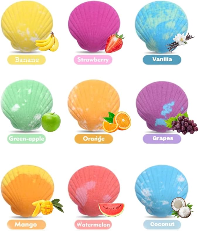 Handmade Bath Bomb Gift Set with Toys Inside, 9 Pack Organic Bath Bombs for Kids, Birthday Gift for Girls, Bubble Bath Fizzy with Natural Shea and Coconut Butter, Little Mermaid Toys