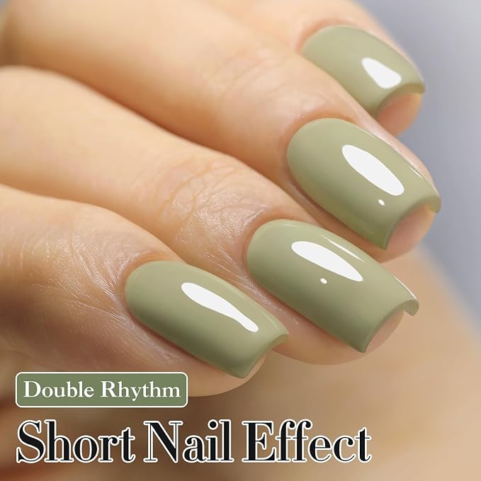 Double Rhythm 15ML Gel Polish Pure Sheer Same Color Same Bottle Soak Off Gel Polish Art Manicure Salon DIY at Home for Women (Sage Green-A1463)