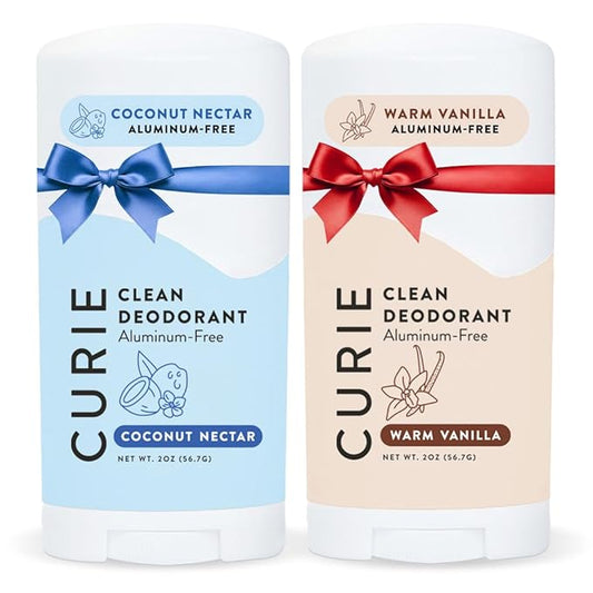 Curie Natural Deodorant for Women - Coconut Nectar + Warm Vanilla - Aluminum Free, Clean, Sustainable, Vegan, Paraben Free (2pk)