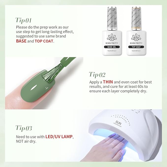 Born Pretty Oliver Green Gel Nail Polish Spring Summer Green Color Soak Off Gel Polish Nail Art Design Manicure Salon DIY Home 15ml