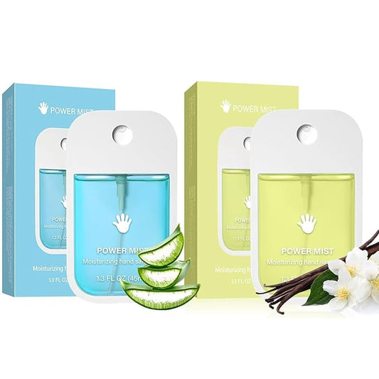 Power Mist Hydrating Hand Sanitizer, Power Mist Hydrating Spray for Hand, Hand Sanitizer Spray, Travel Size (2pcs - Blue & Green)