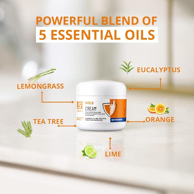 Shield Tea Tree Foot Cream with Lemongrass, Eucalyptus Oils to Soothe Eczema, Psoriasis, Rashes, Dry Itchy Feet 2 oz | Pair with Athlete's Foot Treatment, Ringworm Cream or other Foot Balms