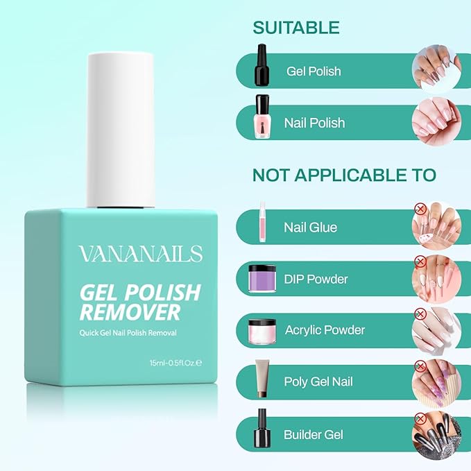 Gel Nail Polish Remover: Professional Gel Polish Remover for Gel Nail Polish Quickly Removes 3-5 Minute No Need for Foil Soaking or Wrapping - 15ML