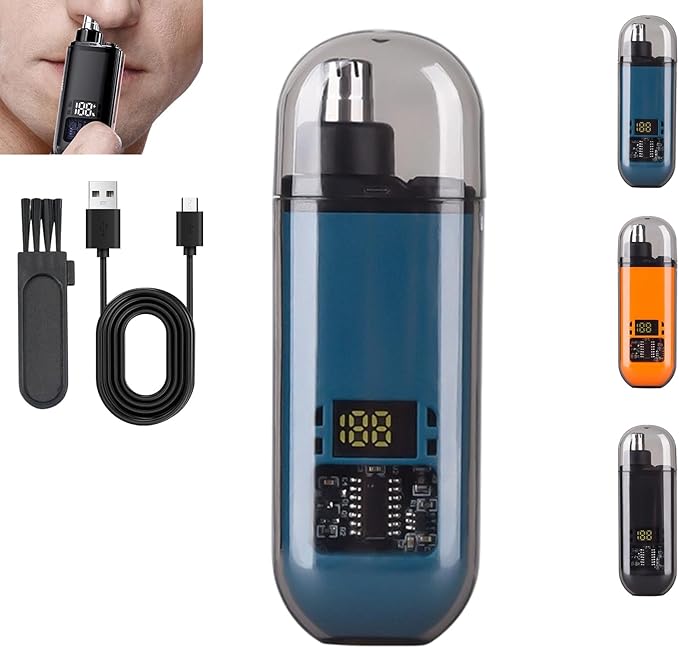 Ultimate 2-in-1 Nose Hair Trimmer - for Effortless, All-Day Comfort, Nose Hair Trimmer for Men Women Battery-Operated Trimmer with Waterproof (Blue)
