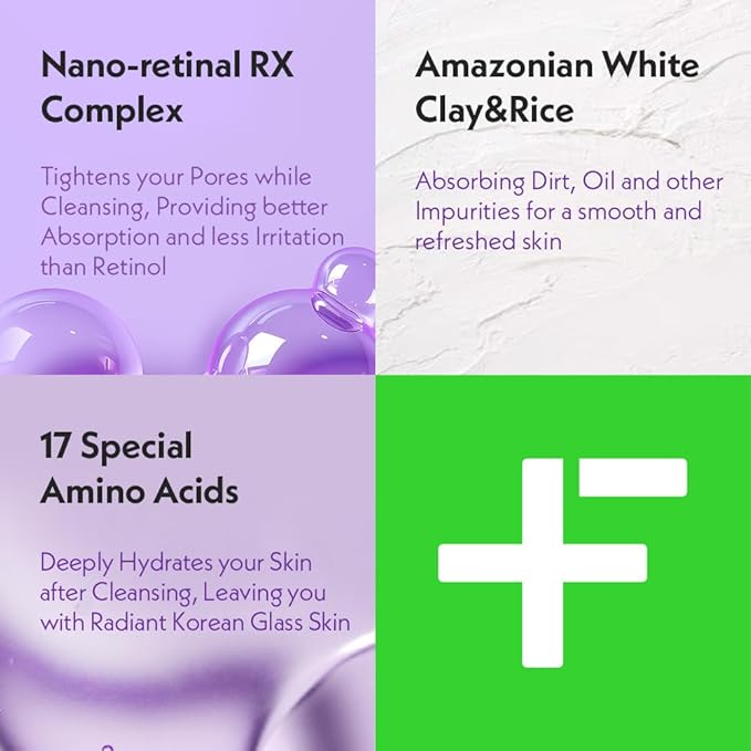 Nosca9 Deep Pore Cleansing Foam for Sensitive Skin | Korean Skincare Face Wash with 17 Amino Acids, White Clay & Patented Pore-Shrinking Ingredient | Deep Cleansing & Moisturizing (5.07 fl. oz)