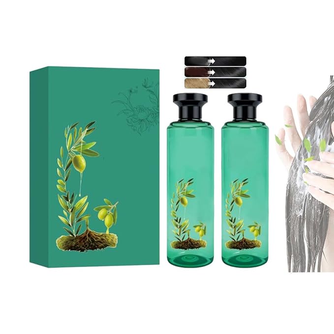 Long-Lasting Botanical Essential Oil Hair Dye,Mild Formula Long Lasting Hair Dye Set,Plant-Based Hair Color for Gray Coverage (Natural Black)