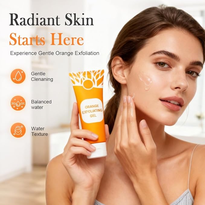 Orange Exfoliating Gel for Face and Body, Deep Pore Orange Peeling Scrub, Cleaning Pores, Remove Blackheads Moisturize Cleansing Smooth,Facial Exfoliating Gel for All Skin