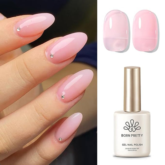 Born Pretty Jelly Gel Nail Polish Jelly Light Pink Gel Polish Sheer Translucent Soak Off Hema-Free Gel Polish Nail Art DIY 15ML