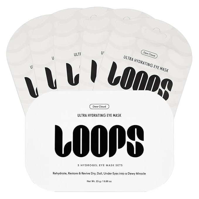 LOOPS Dew CLoud Ultra Hydrating Hydrogel Eye Masks - Gifts for Women, Stocking Stuffer - 5 Pc
