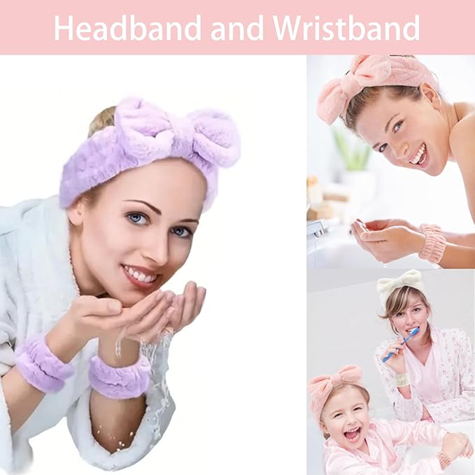 Spa Headband and Wristband Set Top Knotted Headbands Silky Satin Hair Bows Bows Hair Clip Big Hair Claw Clips Butterfly Hair Accessories Satin Silk Scrunchies Quilted Makeup Bag Blank Cards Gift Box