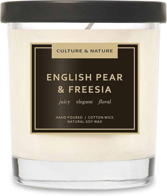 CULTURE & NATURE Natural Soy Wax Candle 7oz (English Pear & Freesia)