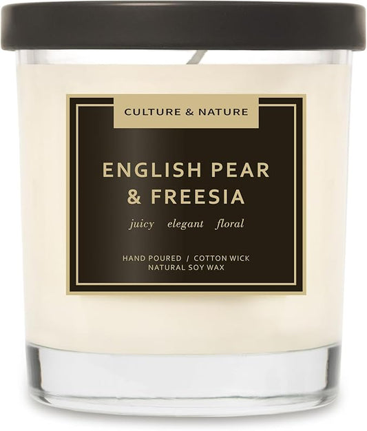 CULTURE & NATURE Natural Soy Wax Candle 7oz (English Pear & Freesia)