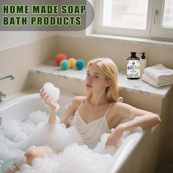 White Musk Essential Oil (4 oz/120 ml) — White Musk Oils for Aromatherapy, diffusers, humidifiers, Home fragrances, DIY Skincare, soap Making, DIY Candle, Relaxation, Yoga, and Meditation