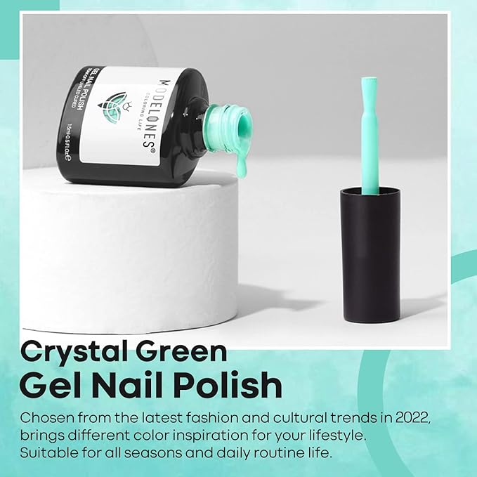 modelones Gel Nail Polish, 15 ML Pastel Blue Green Solid Color Gel Polish Soak Off LED High-Pigmented & Shine Long Wear Gel Polish Nail Art Manicure Gift DIY Salon Home, 0.5 fl oz