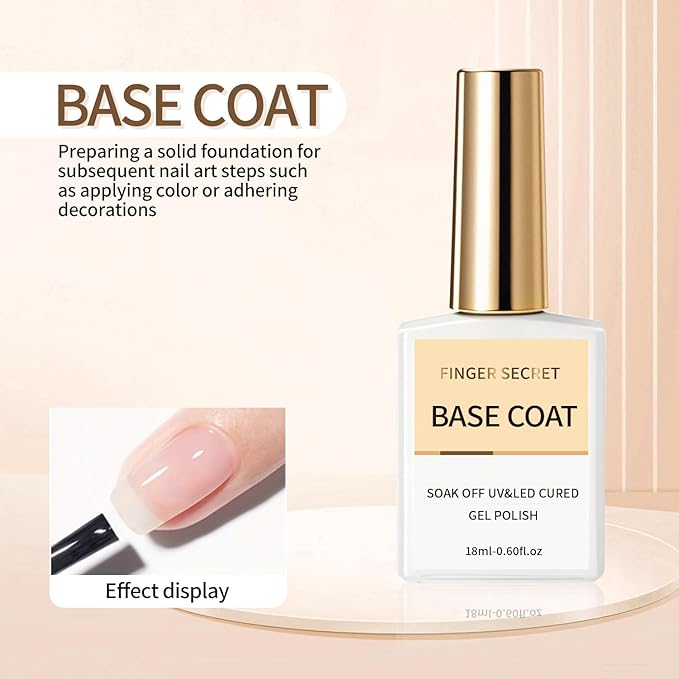 18ml/0.63floz Base Coat, Base Coat Gel Nail Polish,Nail Supplies Fast Drying Nail Polish for Art DIY Design Nail Art in Salon or Home Use
