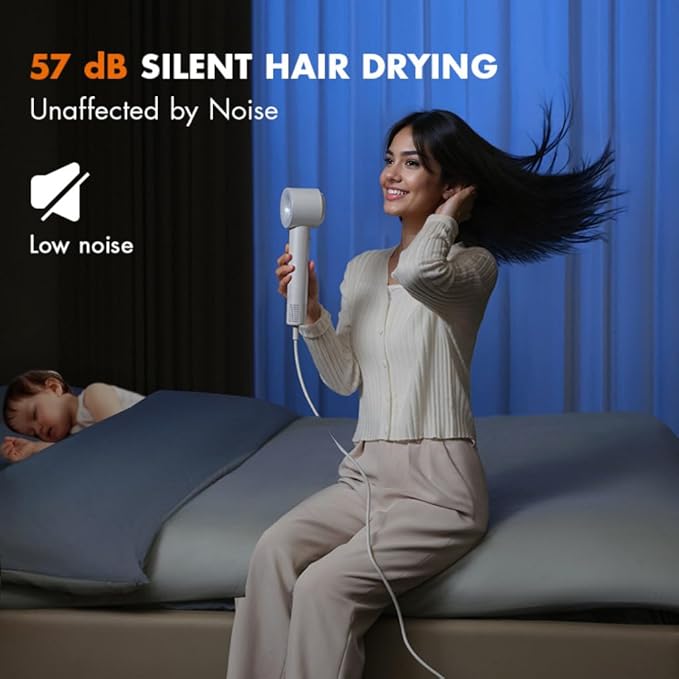Hair Dryer, 130000 RPM Blow Dryer with Negative Ions,Lightweight Ionic Hairdryer with Magnetic Nozzle for Women and Men
