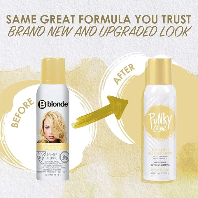 Punky Temporary Hair Highlight Spray – Beach Blonde, Washes Out, Temporary Hair Color Spray for Kids, Women, Hair-Dye, 3.5 oz, 2 Pack