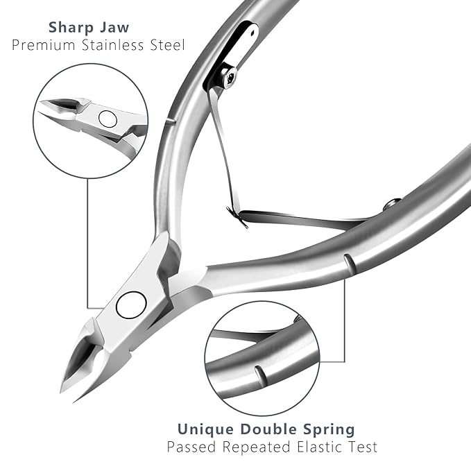Cuticle Trimmer with Cuticle Pusher and Scissors, Cuticle Remover Professional Durable Pedicure Manicure Tools, Stainless Steel Cuticle Nipper Cutter Clipper (Silver Pusher)