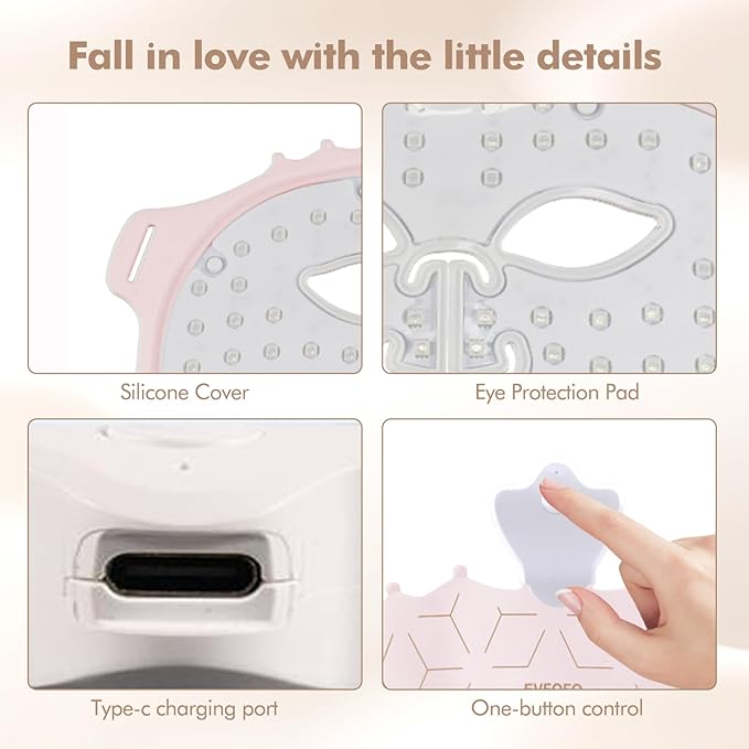 Red Light Therapy Mask for Face, Led Face Mask Light Therapy, 7 Colors LED Face Mask Light Therapy At Home, Pink