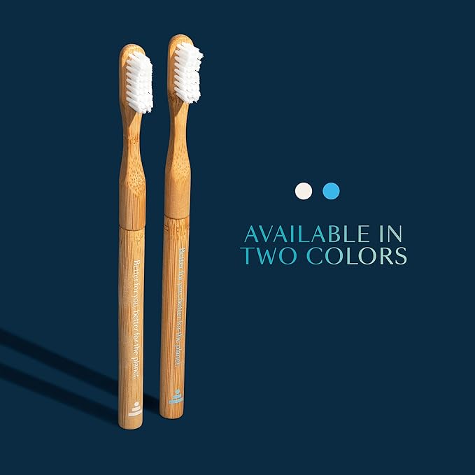 Better & Better Natural Bamboo Toothbrush | Soft Bristles | 100% Plant-Based | Reusable Handle and Replaceable Brush Head | Eco-Friendly, Zero Plastic | Adult Size, White