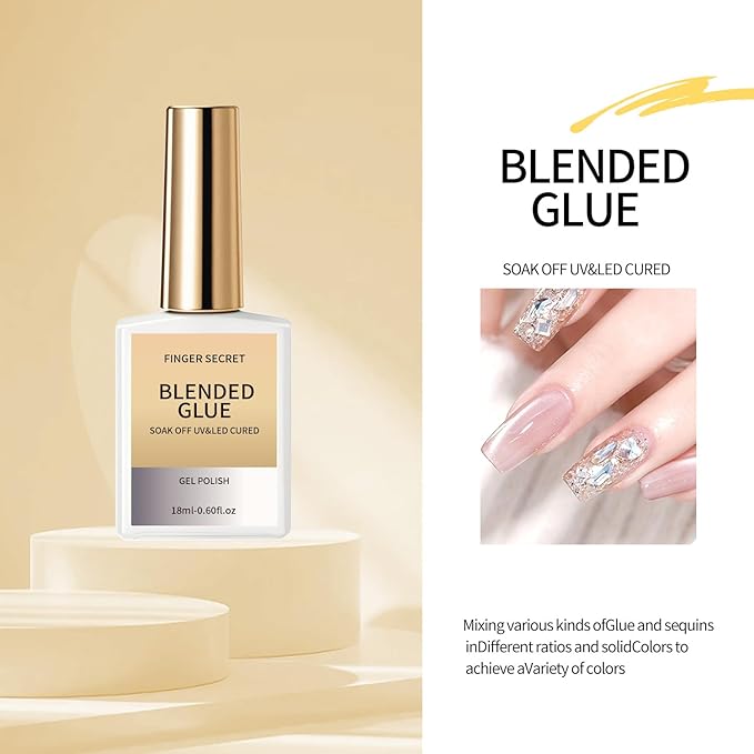 Blended Glue - Premium Gel Nail Polish Thinner for Seamless Blending Color Ombre Mixing Glitter Blend Sequin,18ml Gel Nail Polish for DIY Nail Designers & Manicure Salons