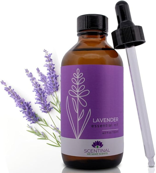Scentinal Premium Essential Oil - 100% Pure, Natural & Authentic - Extra Large 4oz Bottle (120ml) with Eyedropper - Refreshing Aromatherapy Experience (4 oz / 120ml, Lavender)