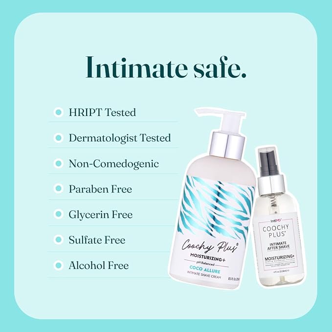 IntiMD Coochy Plus Intimate Shaving Complete Kit - Coco Allure & Organic After Shave Protection Soothing Moisturizer Mist - Antioxidant Formula Prevents Razor Burns, Itchiness & Ingrown Hair