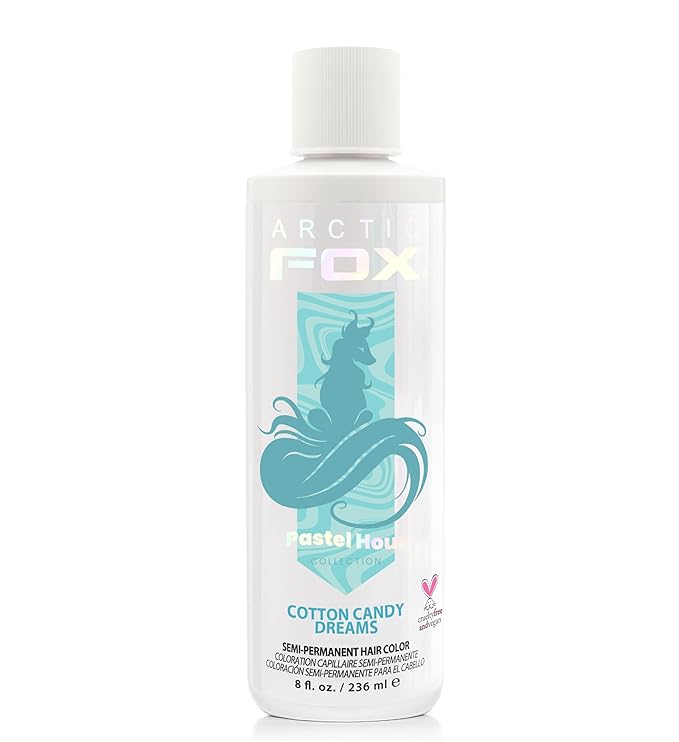 Arctic Fox Semi-Permanent Hair Dye, Vegan & Cruelty-Free, Pastel Blue, Ammonia-Free, Conditioning, For Bleached Hair, Long Lasting Color, Unisex, 8 Fl Oz, Cotton Candy Dreams