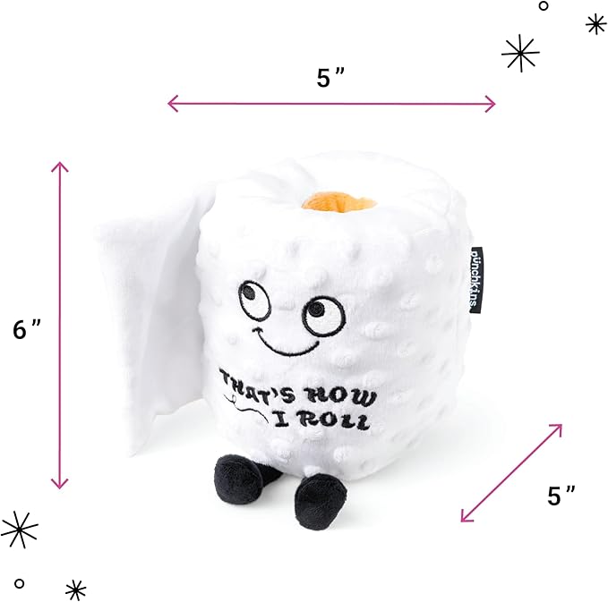 Punchkins Toilet Roll Plushie - That's How I Roll Silly Toilet Paper Plush, Cute & Sassy Plush Toy for Gifting