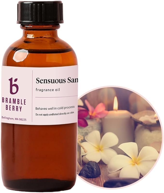 Bramble Berry Sensuous Sandalwood Fragrance Oil 2 oz | Exotic Warm Scent for Soap Making, Candles, Lotion, Bath Bombs & Perfume | Skin Safe, Vegan, Paraben & Phthalate Free, DIY Craft Essential