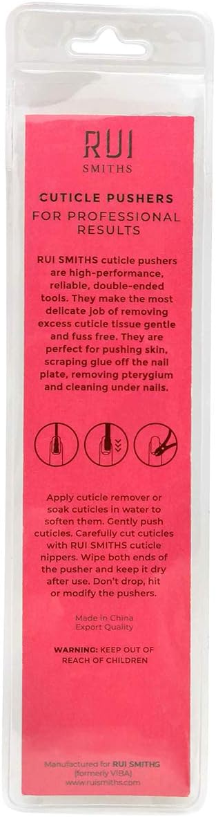 Rui Smiths Pro Cuticle Pusher with 2 Ends - Stainless Steel Manicure Tool - Style 113