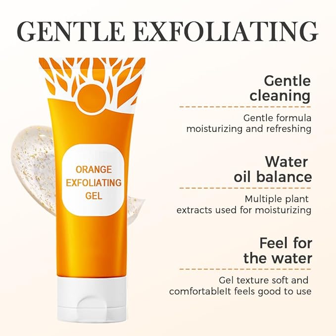 Orange Enzyme Exfoliating Gel, 2025 Upgraded Gentle Body and Face Exfoliator for Smooth Skin, Moisturizing Skin Gel for Soft Skin, Daily Skincare Treatment for Women and Men (1PCS, L)