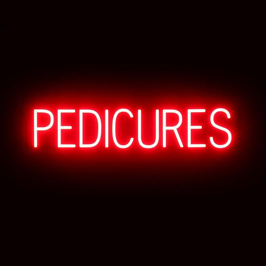 SpellBrite PEDICURES Sign | Nail Salon-Related Sign with Neon Look, Red LED Light Source | 31.7" x 6.3"