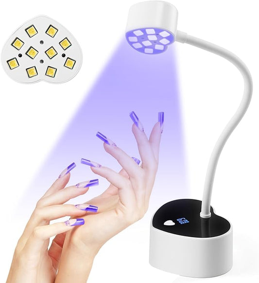 Onite UV Light for Gel Nails with Auto Sensor - 30W LED Fast Curing for Gel X Nails, Rechargeable Heart-Shaped Gooseneck Design, Timer & Portable Mini Manicure Tool