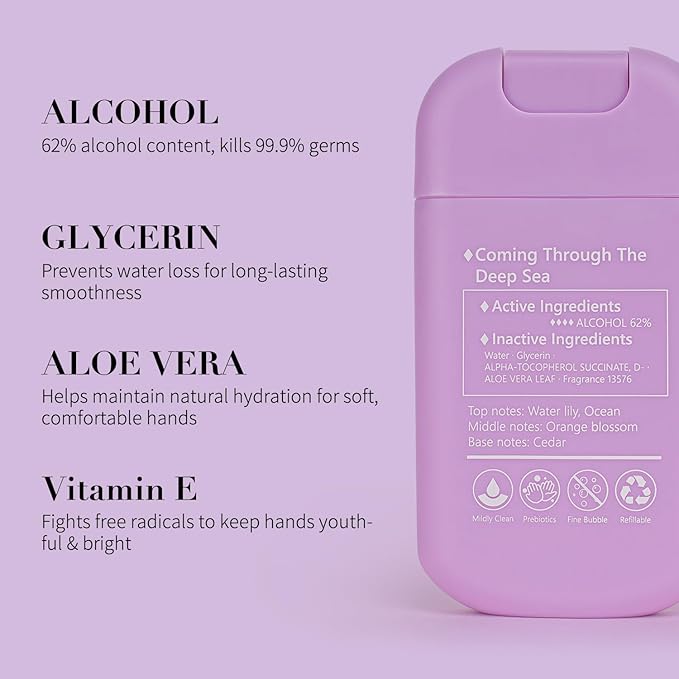 Power Mist Hand Sanitizer Spray, Scented Hydrating Hand Sanitizers Travel Size Refillable, Pocket Portable 1-Pack (Tides and Lilies) 0.93Fl Oz 460-Sprays Each