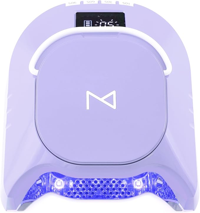 M - GlowPro Professional Hybrid 86W Wireless Rechargeable UV LED Nail Curing Lamp Cordless Nail Dryer for Gel Nails, Manicure, Pedicure (Purple)