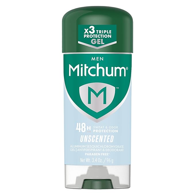 Mitchum Men’s Triple Odor Protection Antiperspirant & Deodorant Gel, Unscented, 48HR Protection, 3.4 oz