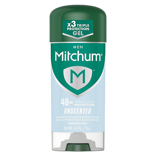 Mitchum Men’s Triple Odor Protection Antiperspirant & Deodorant Gel, Unscented, 48HR Protection, 3.4 oz